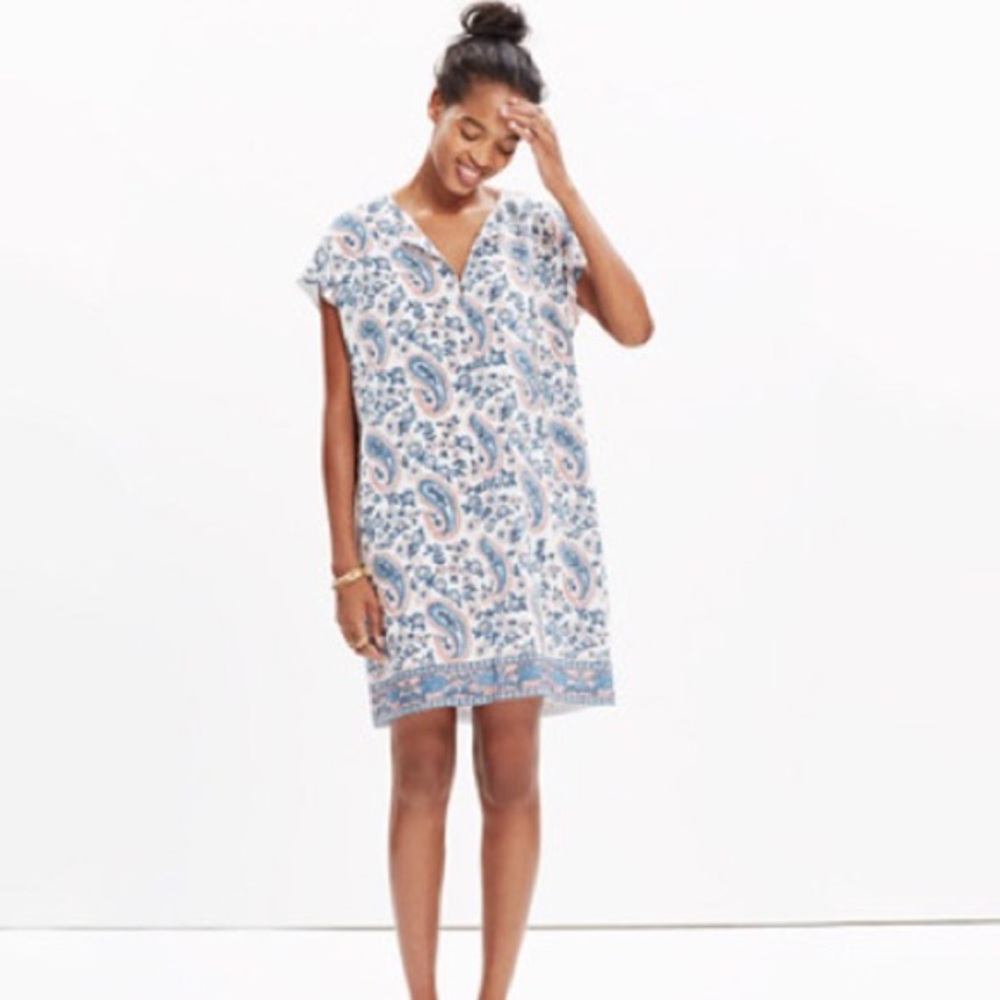 Madewell Paisley Floral Tunic Silk Shirt Dress XS